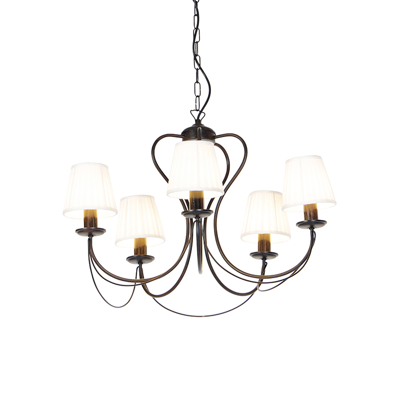 Luster hnedý so skladanou svorkou viečko krémový 5-svetlý - Como