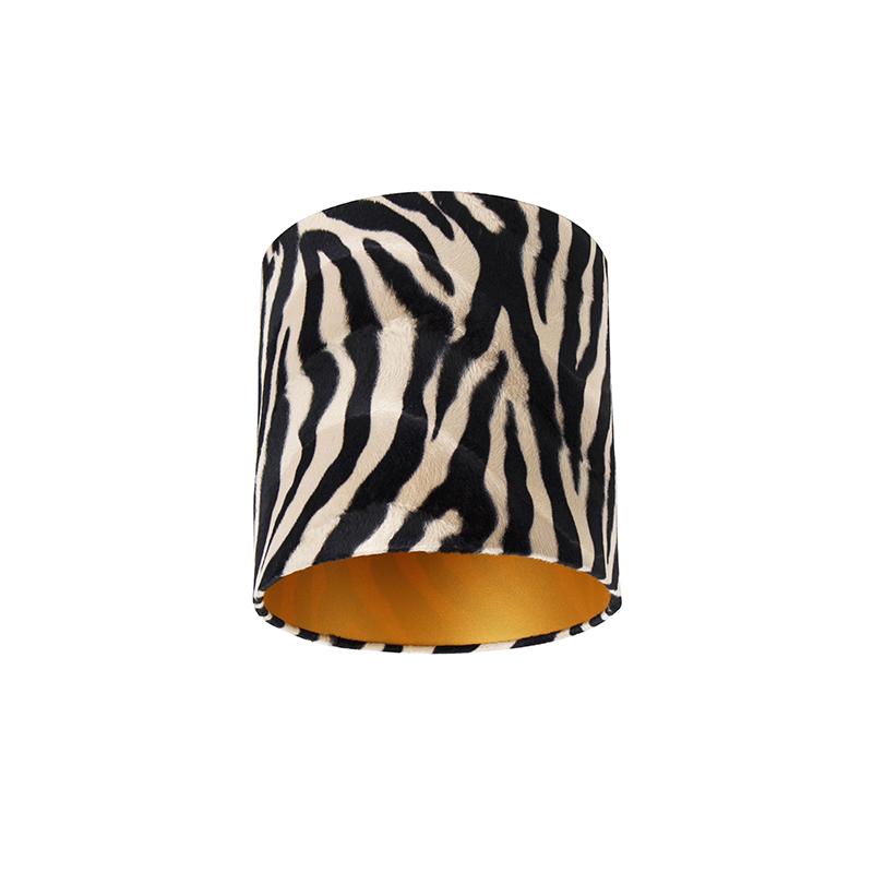 Zamatový tienidlo na lampu Zebra Print 25/25/25 zlatý interiér