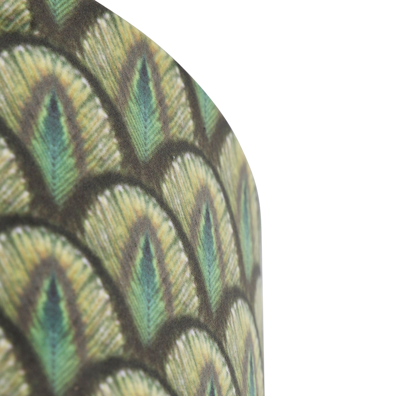 abat-jour velours design paon 40/40/40 or intérieur