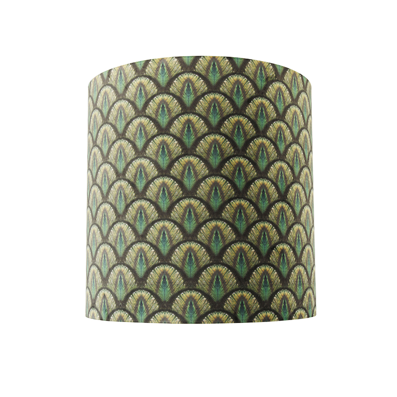 abat-jour velours design paon 40/40/40 or intérieur