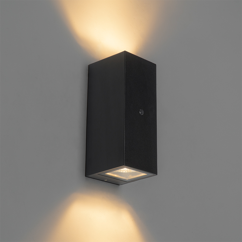 Wandlamp zwart GU10 AR70 IP44 licht-donker sensor - Baleno II Wandlamp zwart GU10 AR70 IP44 licht-donker sensor - Baleno II