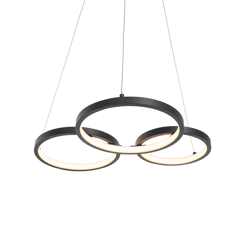 Lampe à suspension noire avec LED 3-step dimmable 3-light - Rondas