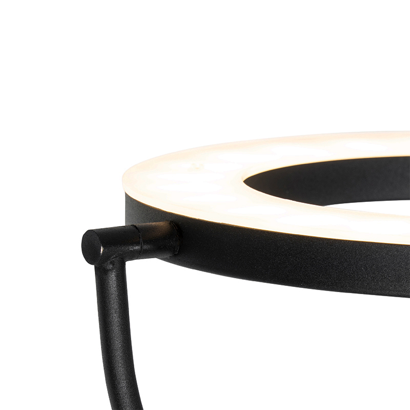 Lámpara de pie moderna negra con brazo de lectura incl. LED y regulador - Divo