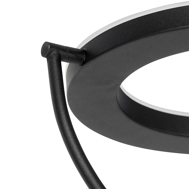 Lámpara de pie moderna negra con brazo de lectura incl. LED y regulador - Divo