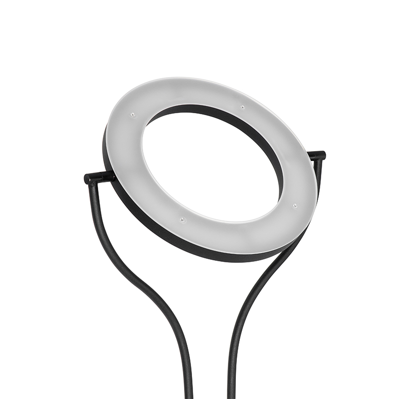 Lámpara de pie moderna negra con brazo de lectura incl. LED y regulador - Divo