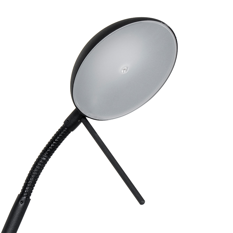 Lámpara de pie moderna negra con brazo de lectura incl. LED y regulador - Divo