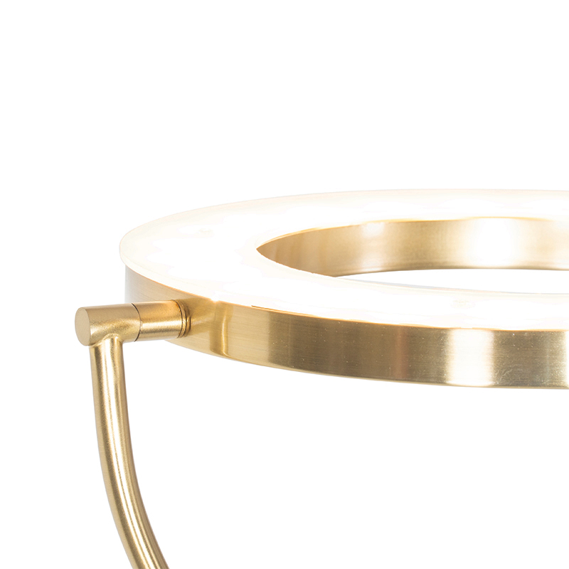 lampadaire moderne doré avec bras de lecture avec led et variateur - divo