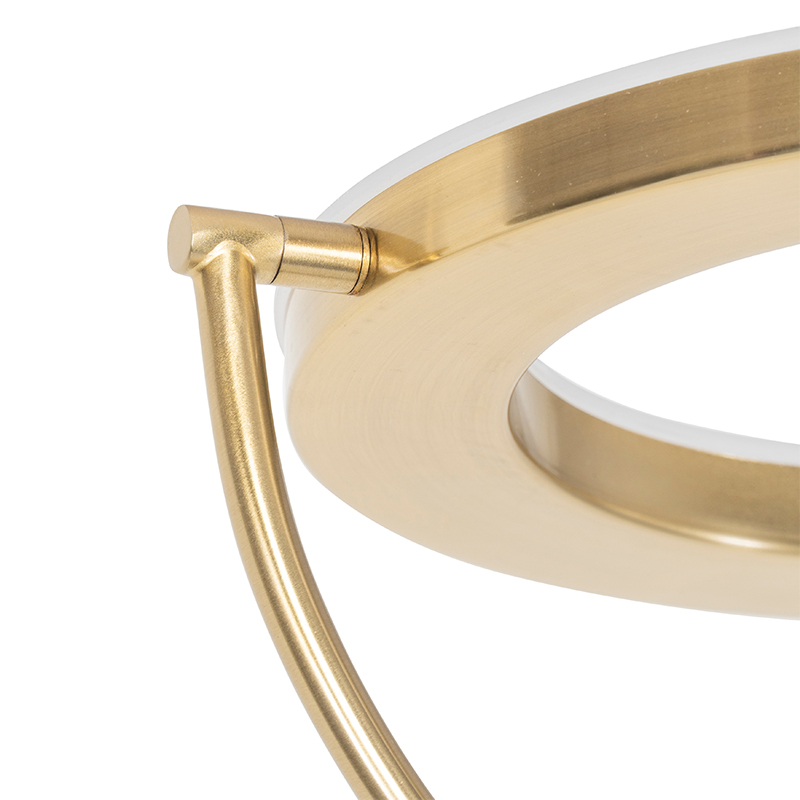 lampadaire moderne doré avec bras de lecture avec led et variateur - divo