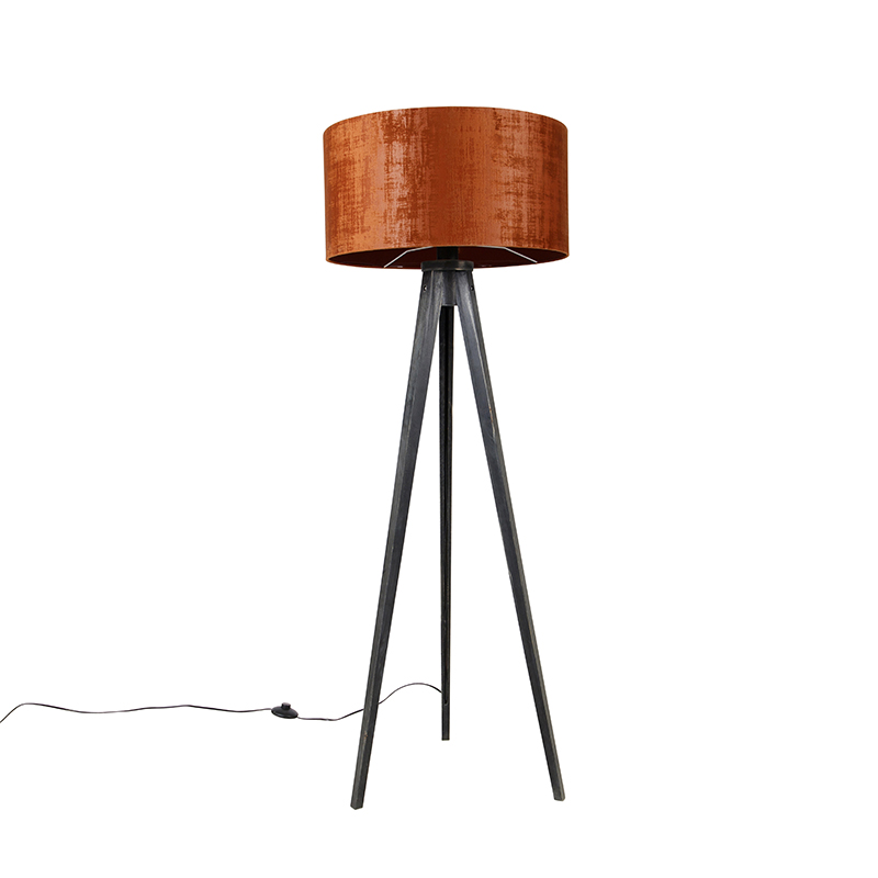 Stojaca lampa trojnožka čierna s tienidlom červeným 50 cm - Tripod Classic