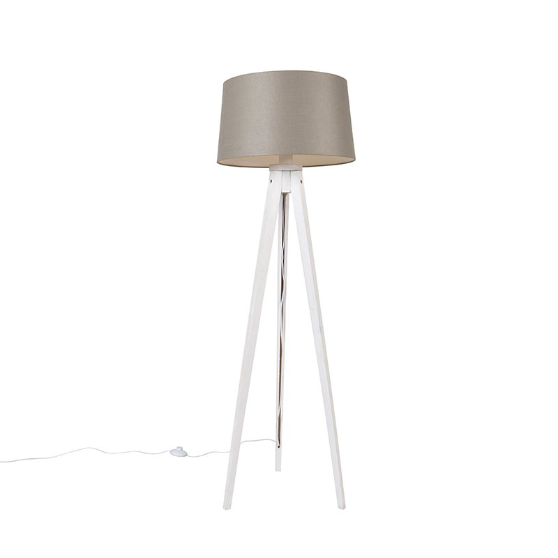 Modern tripod white with linen shade taupe 45 cm - Tripod Classic