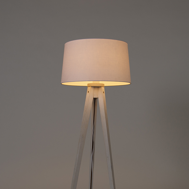 Modern Tripod Floor Lamp White with Linen Lampshade White 45 cm - Tripod Classic