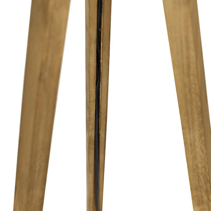 Lampada da terra a treppiede rustica in legno vintage con paralume bianco 50 cm - Tripod Classic