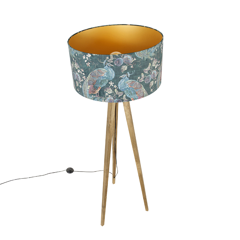 Dreibeinstativ Vintage Holz mit Haube Pfauengrün 50 cm - Dreibeinstativ Classic
