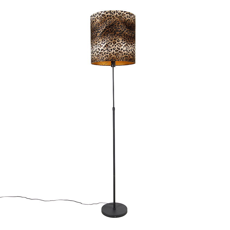 Stojacia lampa čierna tienidlo leopardí vzor 40 cm - Parte Stojacia lampa čierna tienidlo leopardí vzor 40 cm - Parte