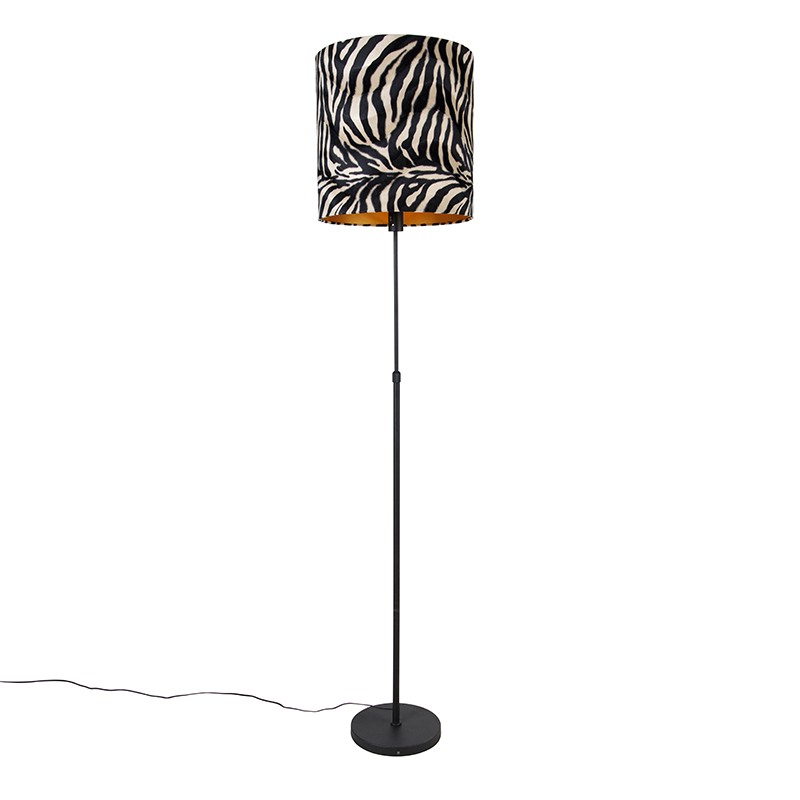 Stojaca lampa čierna tienidlo zebra vzor 40 cm nastaviteľná - Parte Stojaca lampa čierna tienidlo zebra vzor 40 cm nastaviteľná - Parte