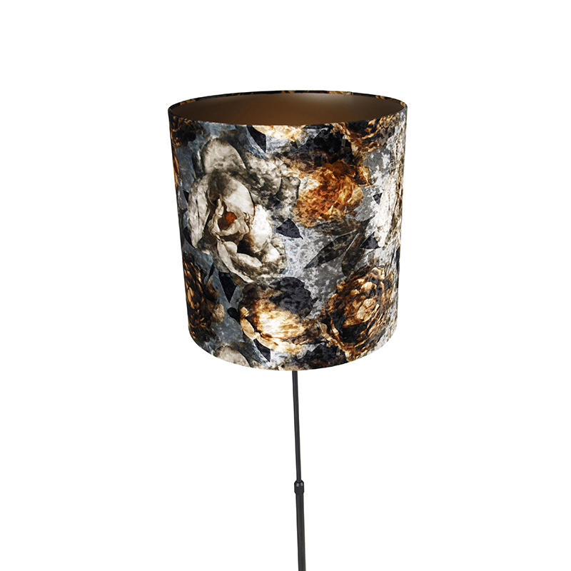 lampadaire design floral noir 40 cm orientable - parte