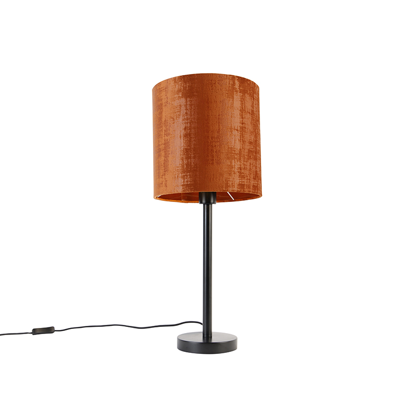Levně Moderní stolní lampa černá s červeným stínidlem 25 cm - Simplo