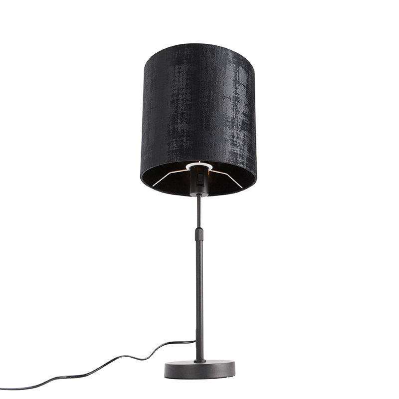 lampe de table abat-jour velours noir noir 25 cm réglable - parte