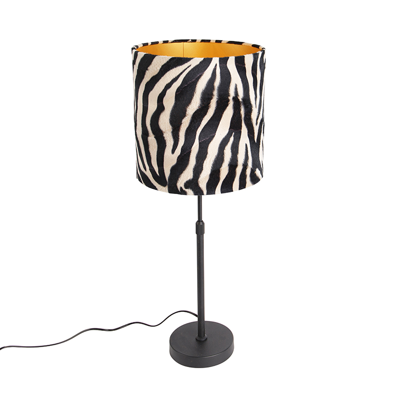 Stolná lampa čierna tienidlo zebra vzor 25 cm nastaviteľná - Parte