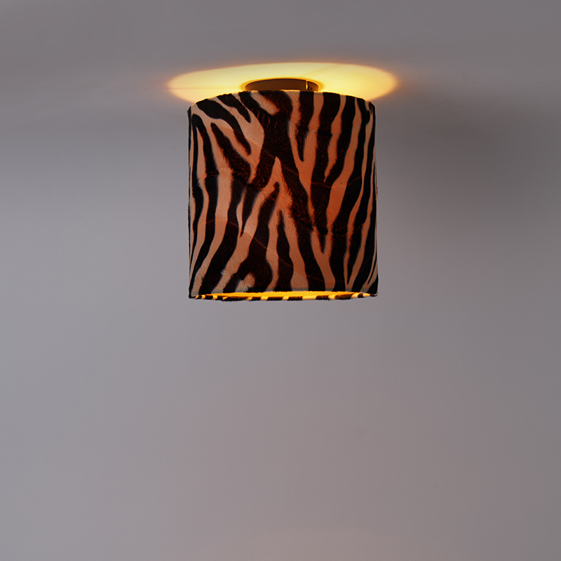 Plafoniera con paralume in velluto nero opaco a motivo zebra 25 cm - Combi
