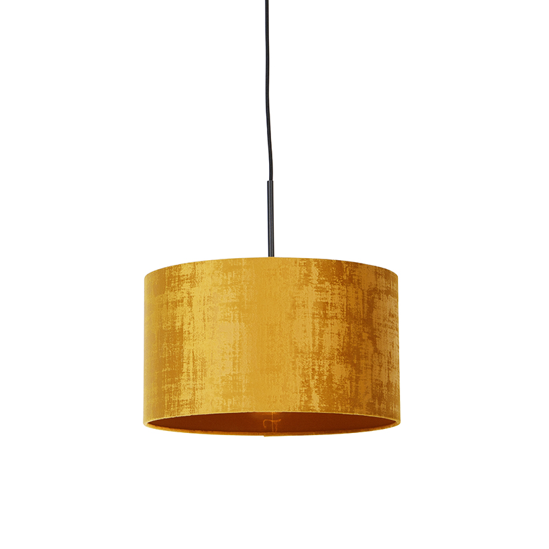 Moderné závesné svietidlo čierne so žltým tienidlom 35 cm - Combi