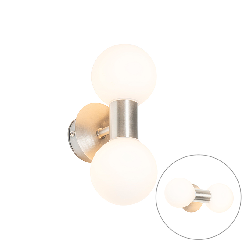 Moderná nástenná lampa oceľ IP44 2-svetlá - Cederic Moderná nástenná lampa oceľ IP44 2-svetlá - Cederic