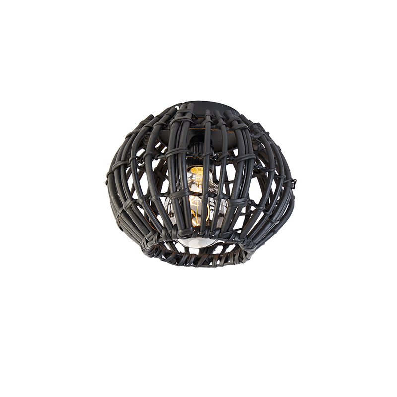 Wiejska lampa sufitowa czarna 25 cm - Canna