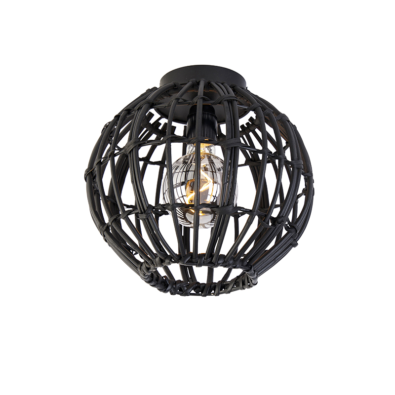 Wiejska lampa sufitowa czarna 30 cm - Canna
