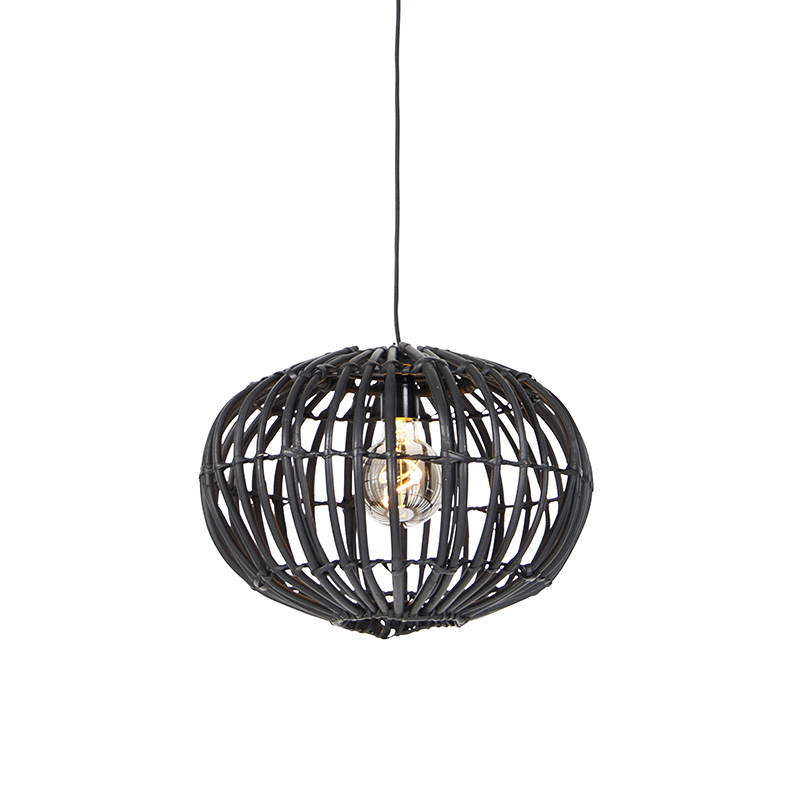 Wiejska lampa wisząca czarna 40 cm - Canna