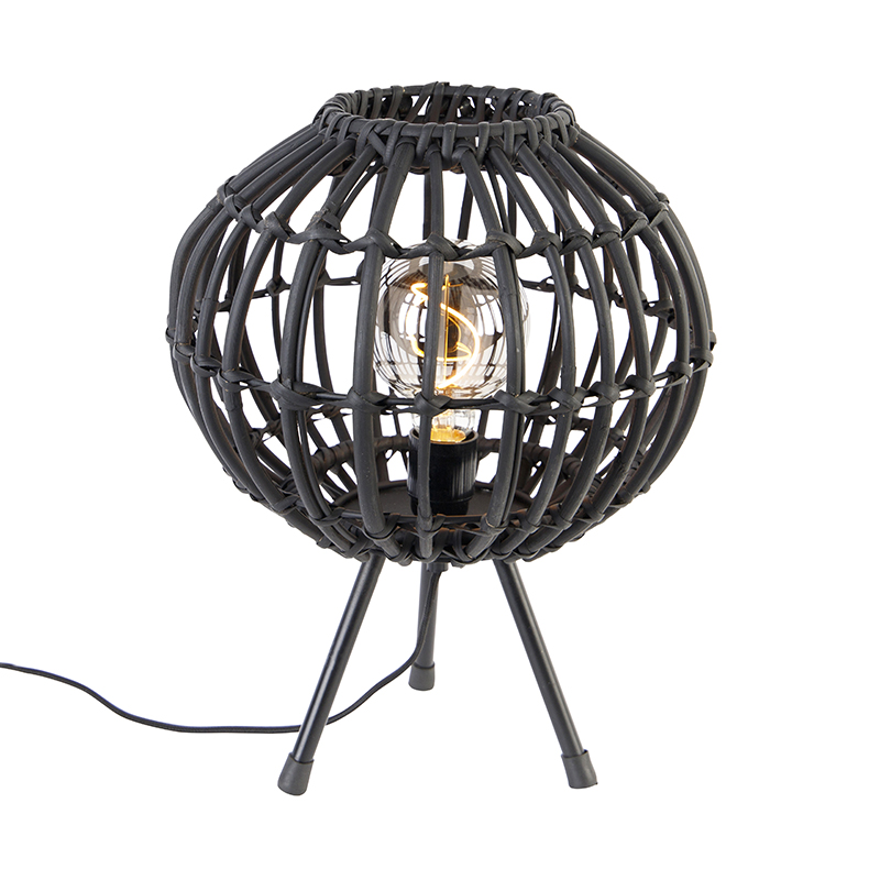 Lampe de table rurale trépied noir 30 cm - Canna