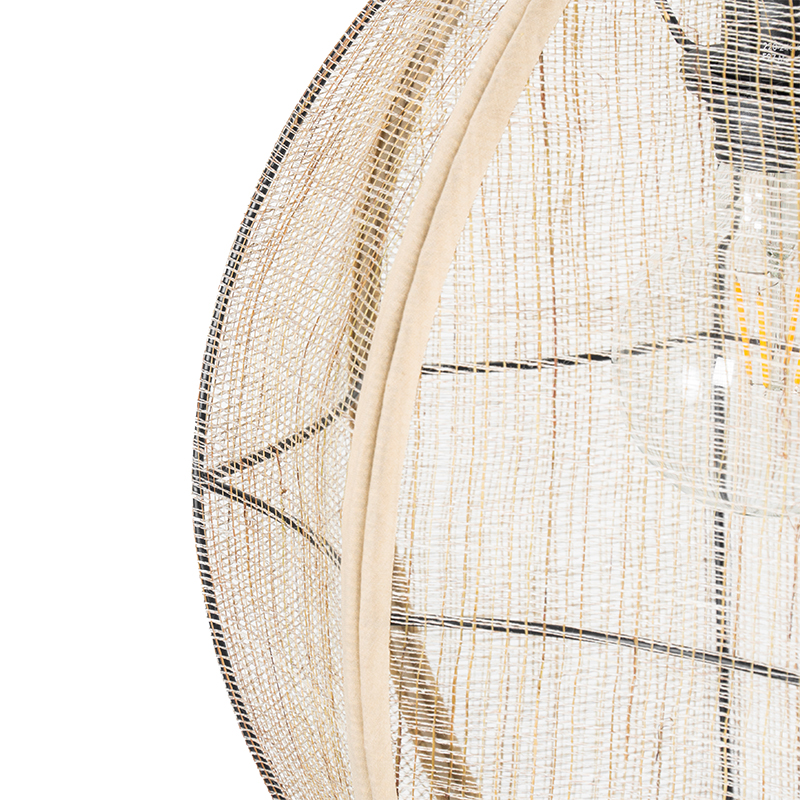 Oriental Pendant Lamp Brown Fabric 35 cm - Rob