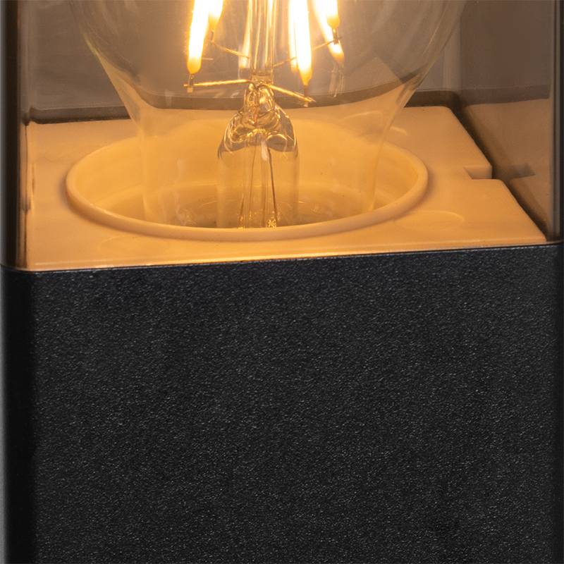 lampe d'extérieur sur pied noire 70 cm ip44 avec verre fumé - danemark