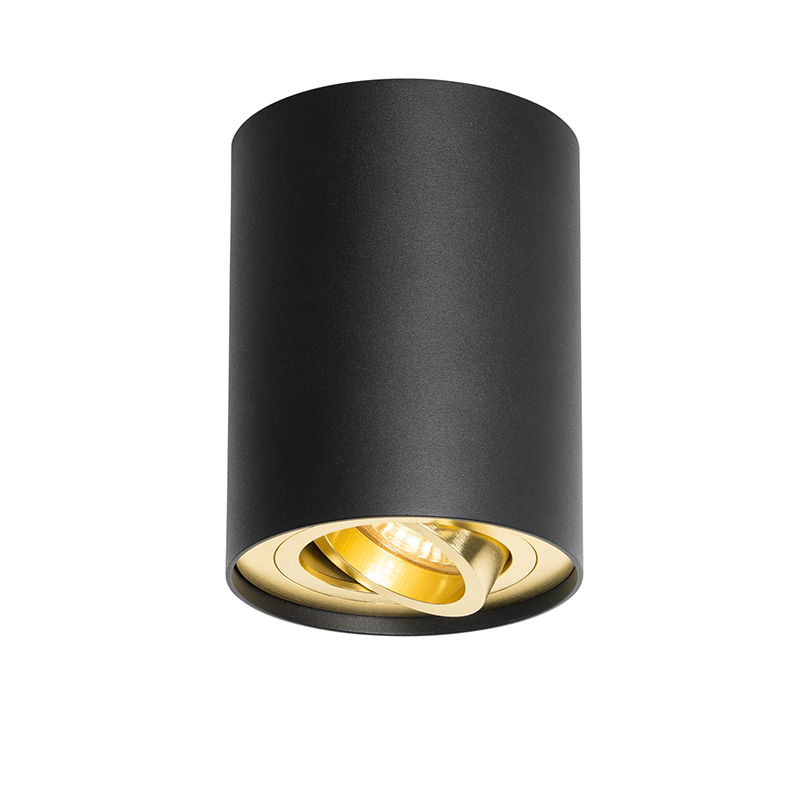 Reflektor sufitowy czarny ze złotym obrotowym i uchylnym - Rondoo up