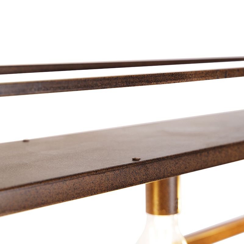 QAZQA Lampada A Sospensione Cage Rack - Industriale - Acciaio - Ruggine - Oblungo Max. 4 X Watt 10 Lampada a sospensione industriale marrone ruggine con cremagliera a 4 luci - Cage Rack