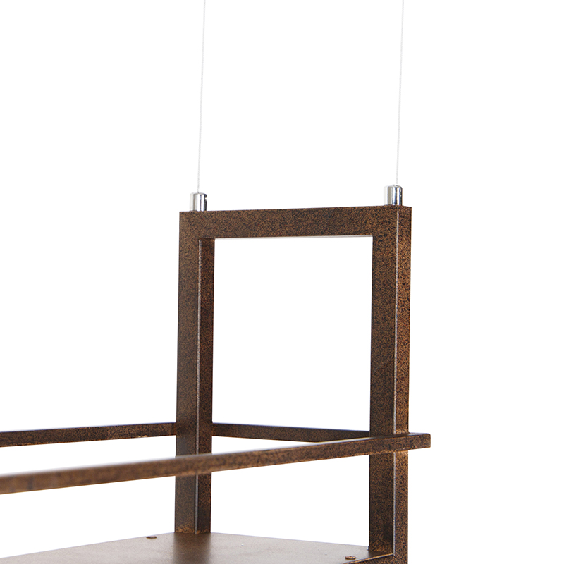 QAZQA Lampada A Sospensione Cage Rack - Industriale - Acciaio - Ruggine - Oblungo Max. 4 X Watt 12 Lampada a sospensione industriale marrone ruggine con cremagliera a 4 luci - Cage Rack