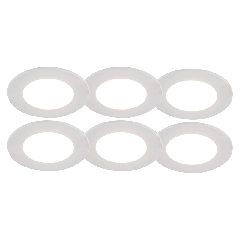 Sada 6 zapustených bodov biela vrátane LED 3 -stupňového stmievania IP65 - Blanca