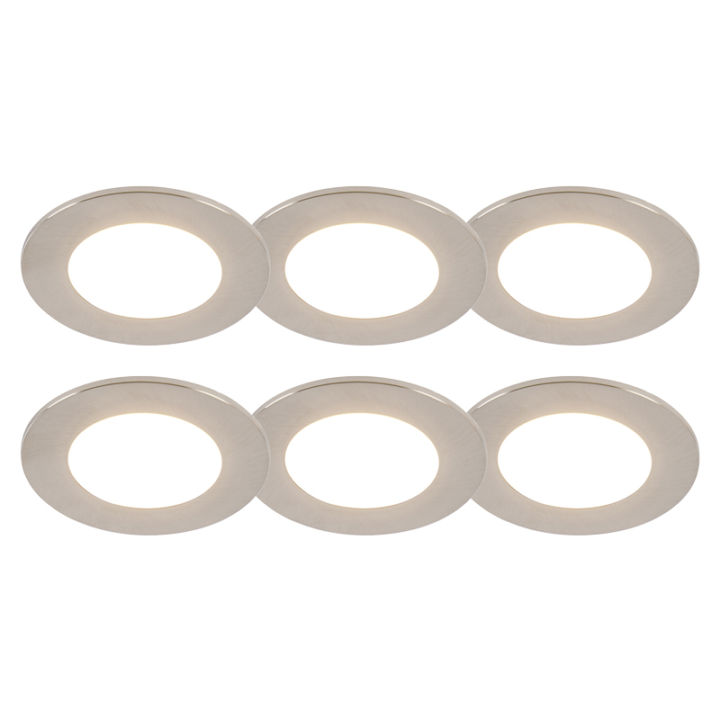 Sada 6 zapustených bodových ocelí vrátane LED 3 -stupňového stmievateľného IP65 - Blanca