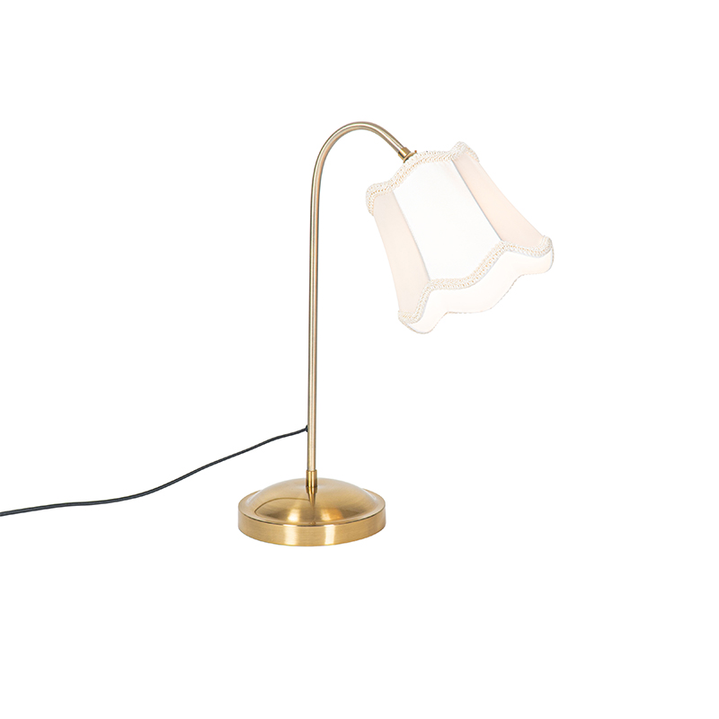 Klasszikus sárgaréz asztali lámpa fehér lámpabúrával - Nona