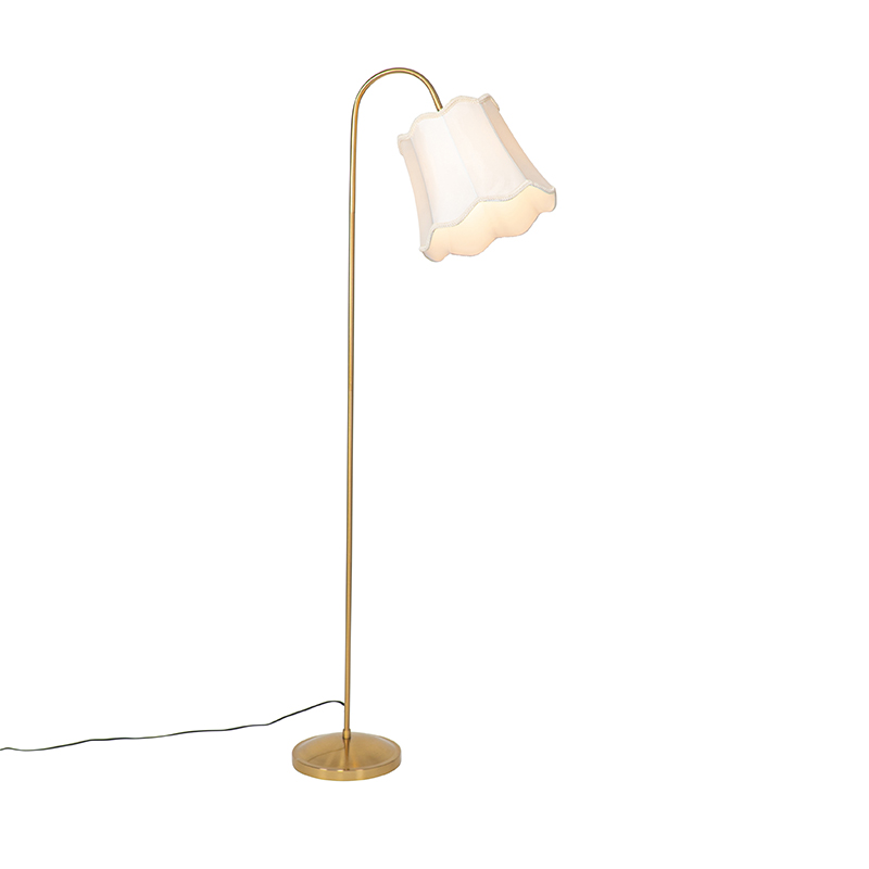 Klassisk golvlampa i mässing med vit lampskärm - Nona