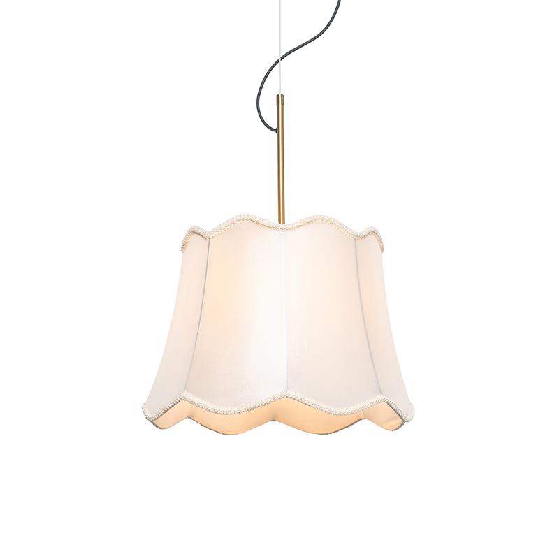 Klasszikus sárgaréz függőlámpa fehér lámpaernyővel - Nona