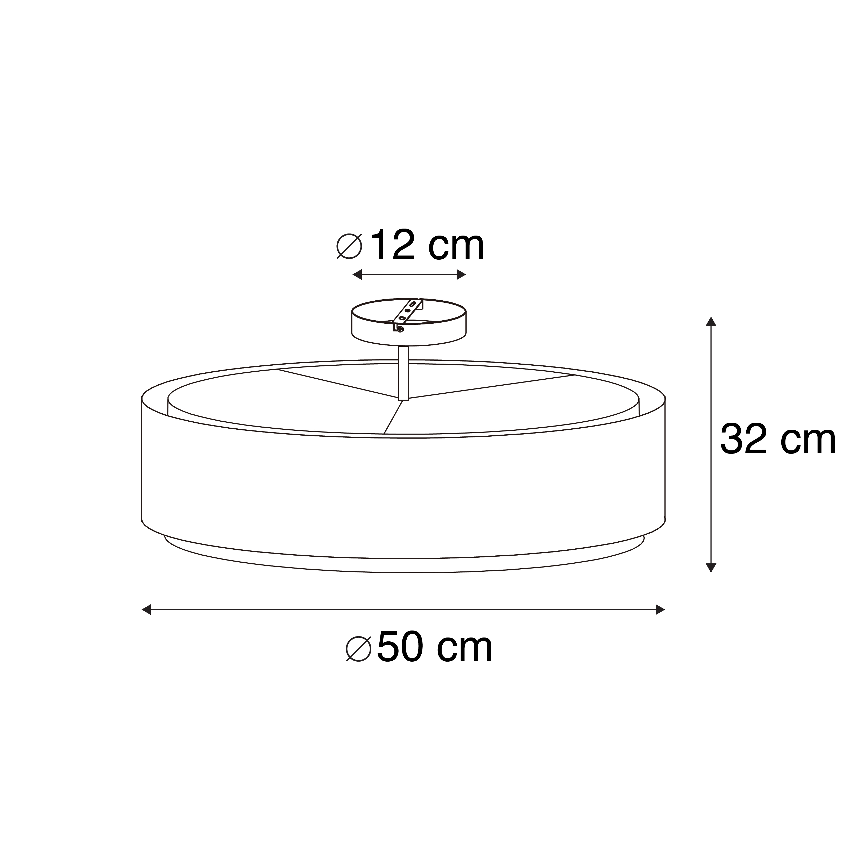 Modern Ceiling Light Black with White 50 cm 3-Light - Drum Duo