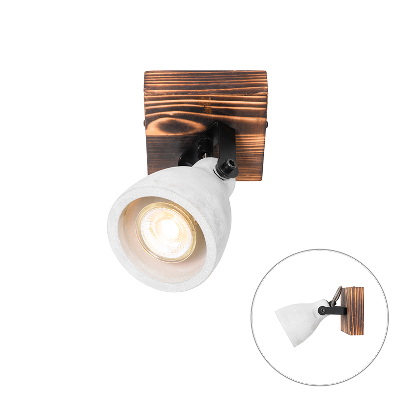 Priemyselné stropné bodové svetlo drevo s betónom - Creto