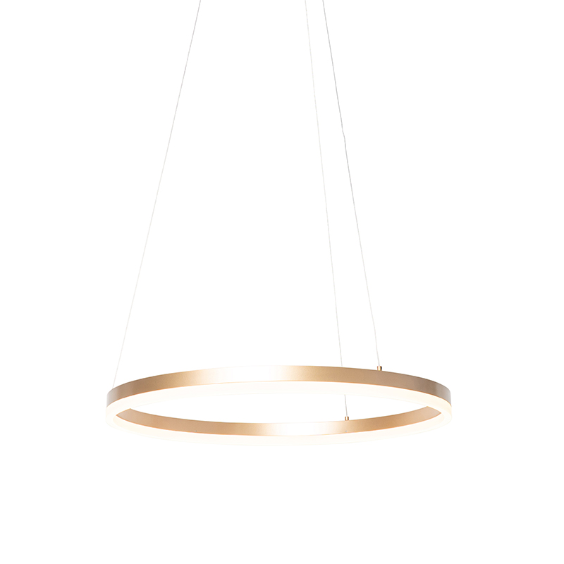 Design hanglamp goud 60 cm incl. LED 3 staps dimbaar - Anello