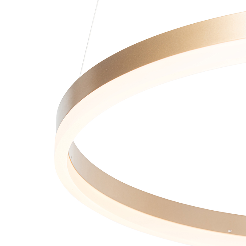 Lámpara colgante de diseño dorada 60 cm con LED regulable en 3 pasos - Anello