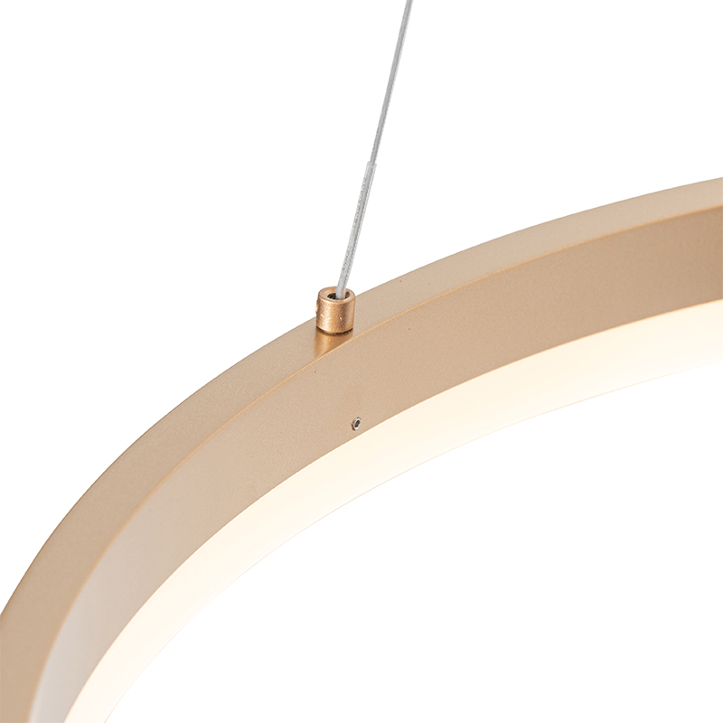 Lámpara colgante de diseño dorada 60 cm con LED regulable en 3 pasos - Anello