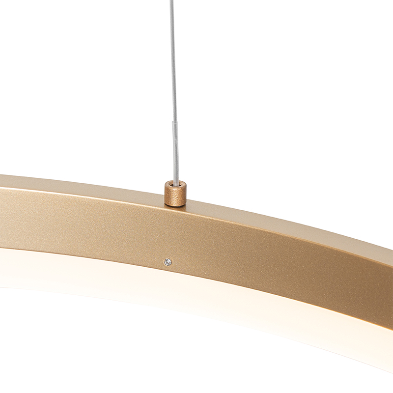 Lámpara colgante de diseño dorada 60 cm con LED regulable en 3 pasos - Anello