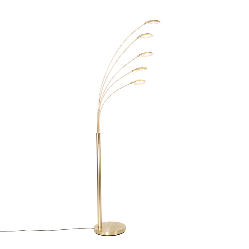 Dizajnová stojaca lampa mosadz vrátane LED 5-žiarovková - Sixties Trento