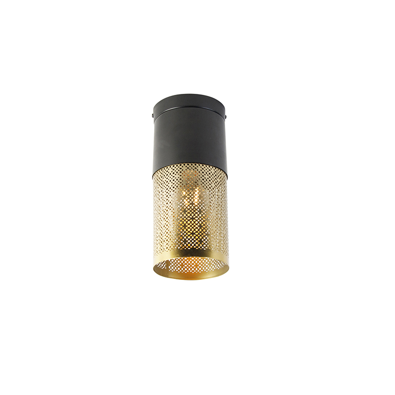 Industrial ceiling lamp black with gold - Raspi