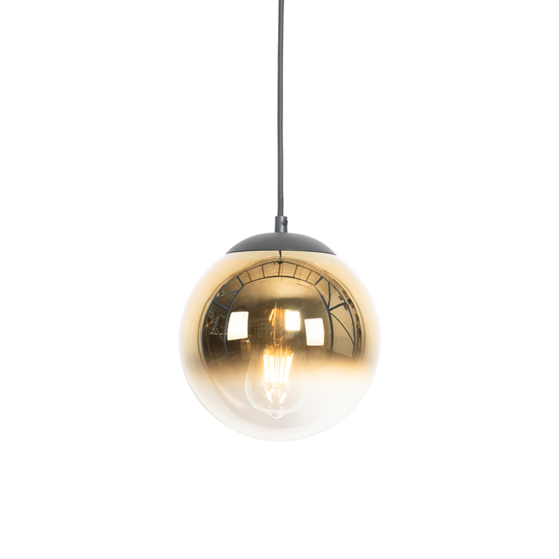 Lampa wisząca Art Deco czarna ze złotym szkłem 20 cm - Pallon