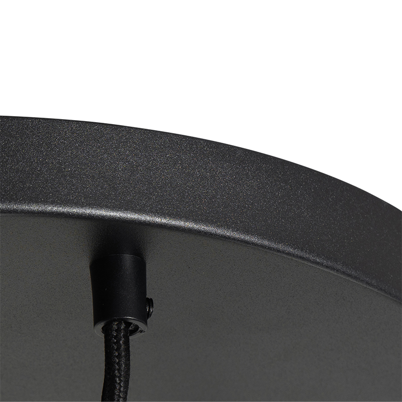 Lampada a sospensione Art Déco nera con vetro dorato rotondo 3 luci - Pallon